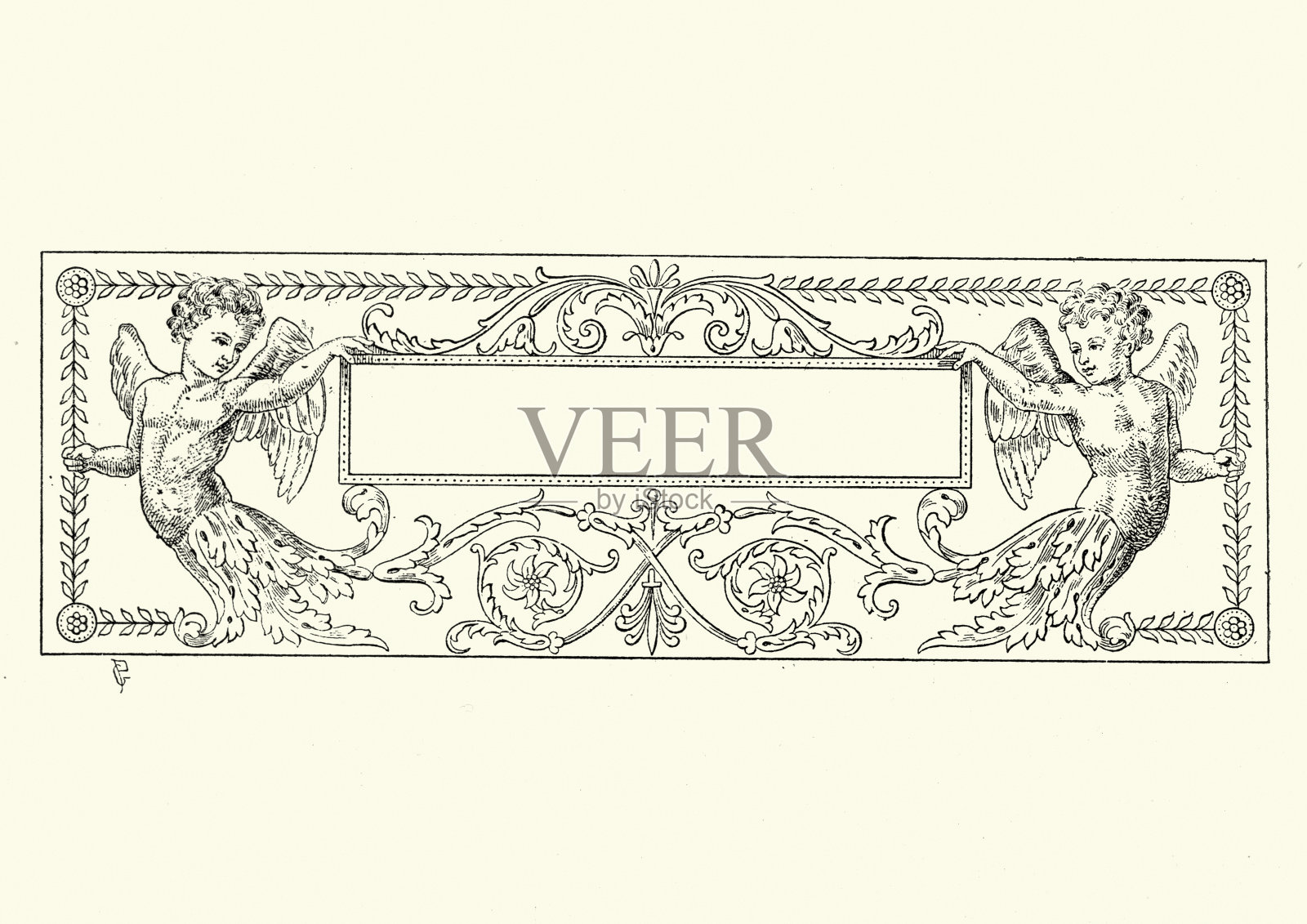 新古典天使标题横幅设计元素插画图片素材