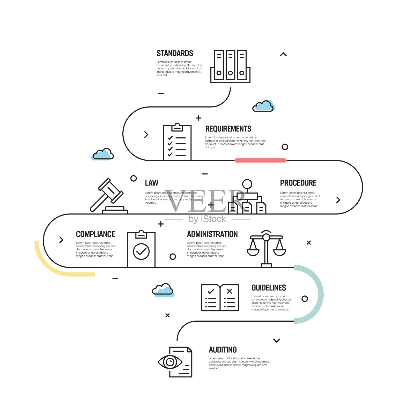 规则向量概念与线性风格的信息图形设计元素插画图片素材