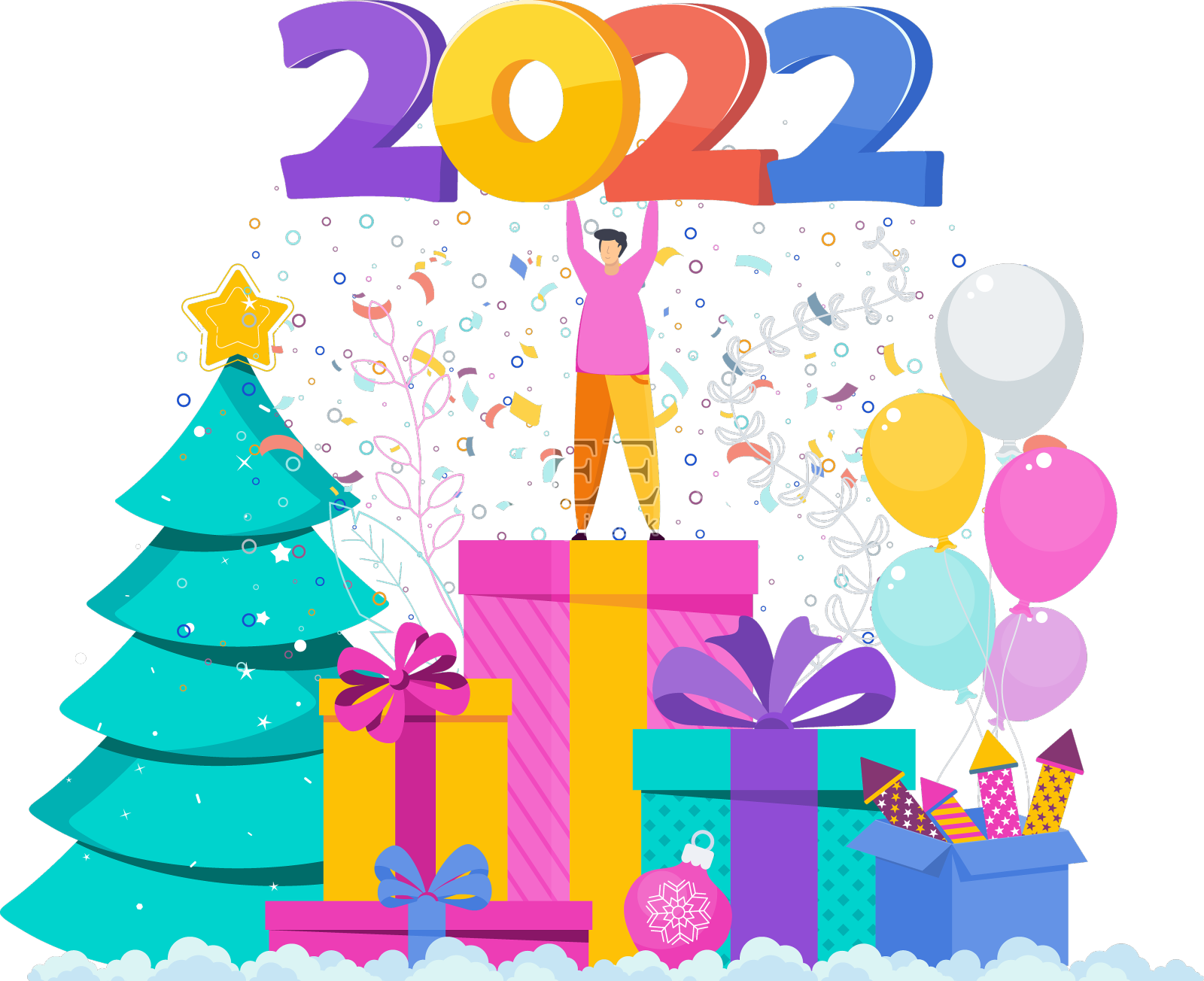 人类将这个巨大的数字2022举过头顶设计元素图片