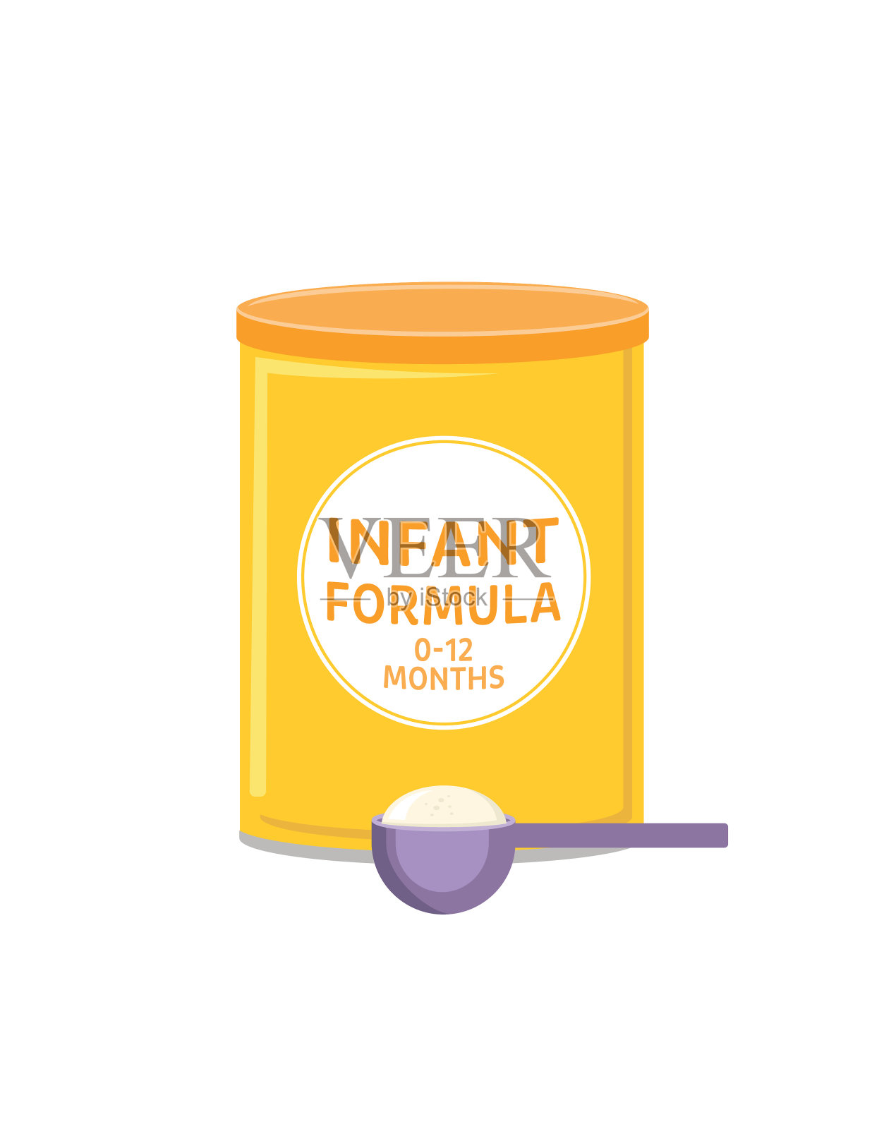 平板颜色婴儿配方奶粉容器与勺设计元素图片