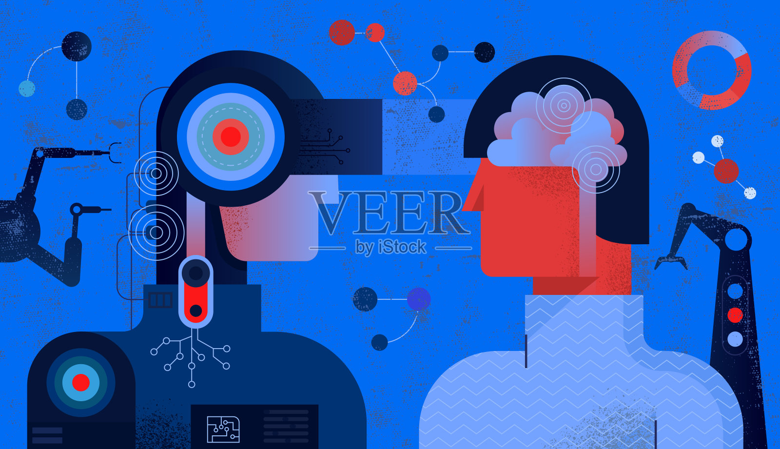 机器与人类插画图片素材