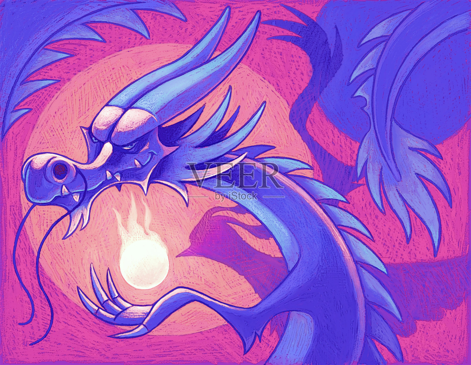 龙手持火球插画图片素材