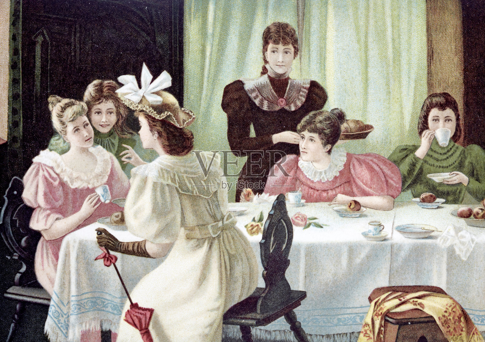 在下午的茶话会上插画图片素材