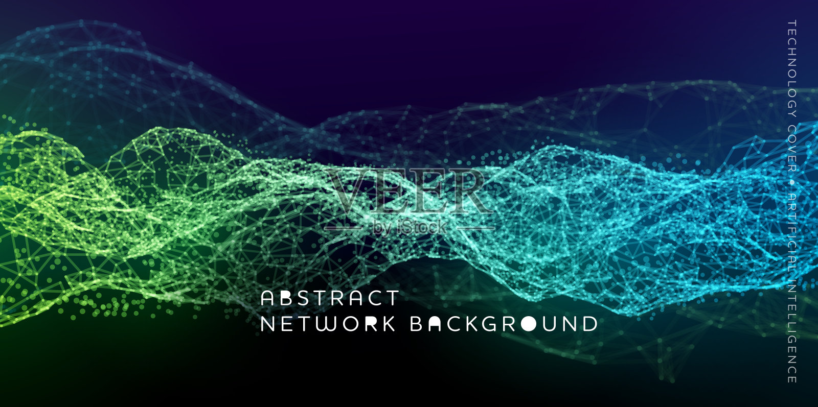 抽象科技背景：网络粒子3D网格表面插画图片素材