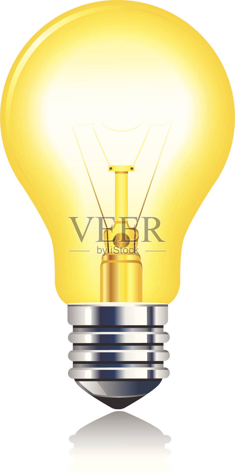 发光的黄色白炽灯泡设计元素图片