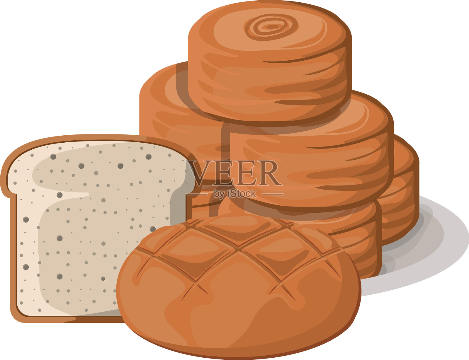 新鲜美味的百吉饼面包插画图片素材