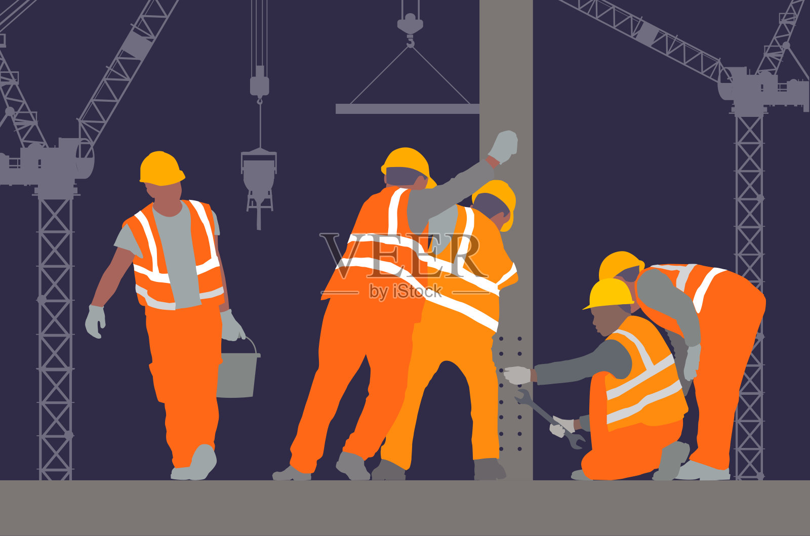 建筑工人插画图片素材
