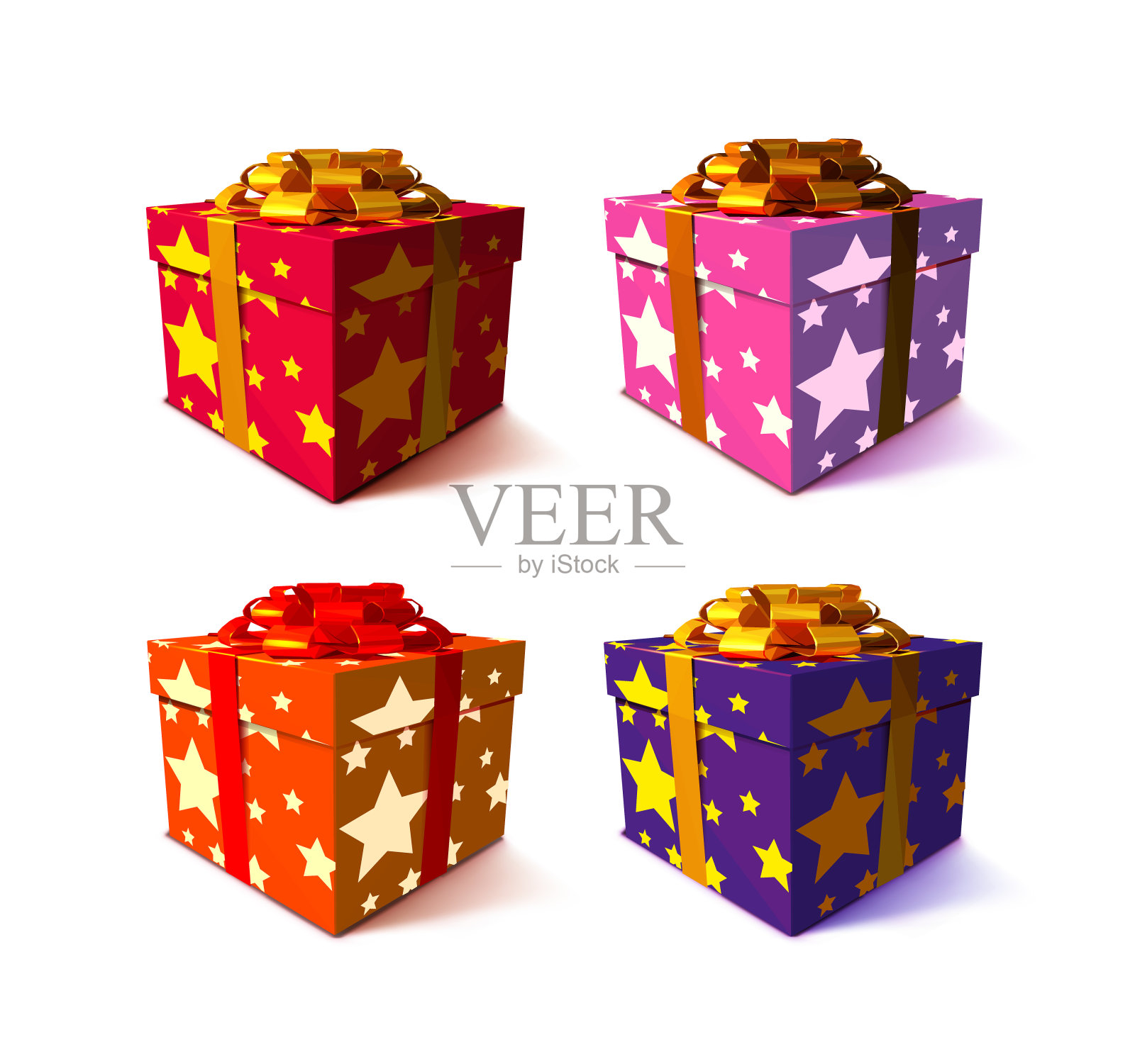 礼品盒与弓矢量集插画图片素材