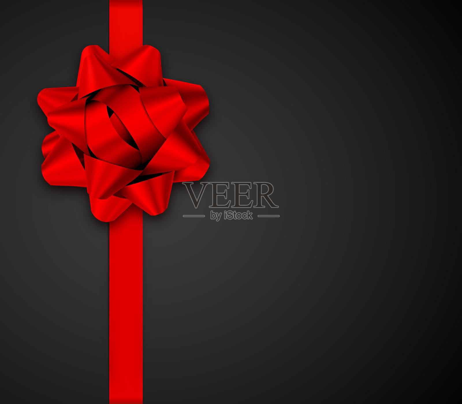 红色礼品蝴蝶结与缎带上的黑色背景插画图片素材