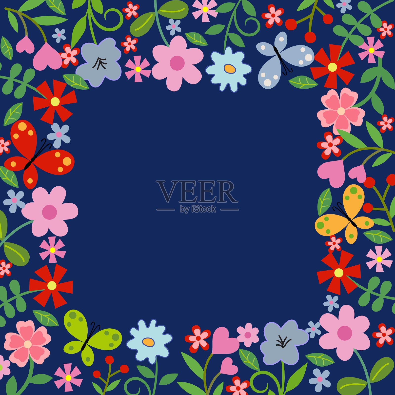 花的框架。插画图片素材