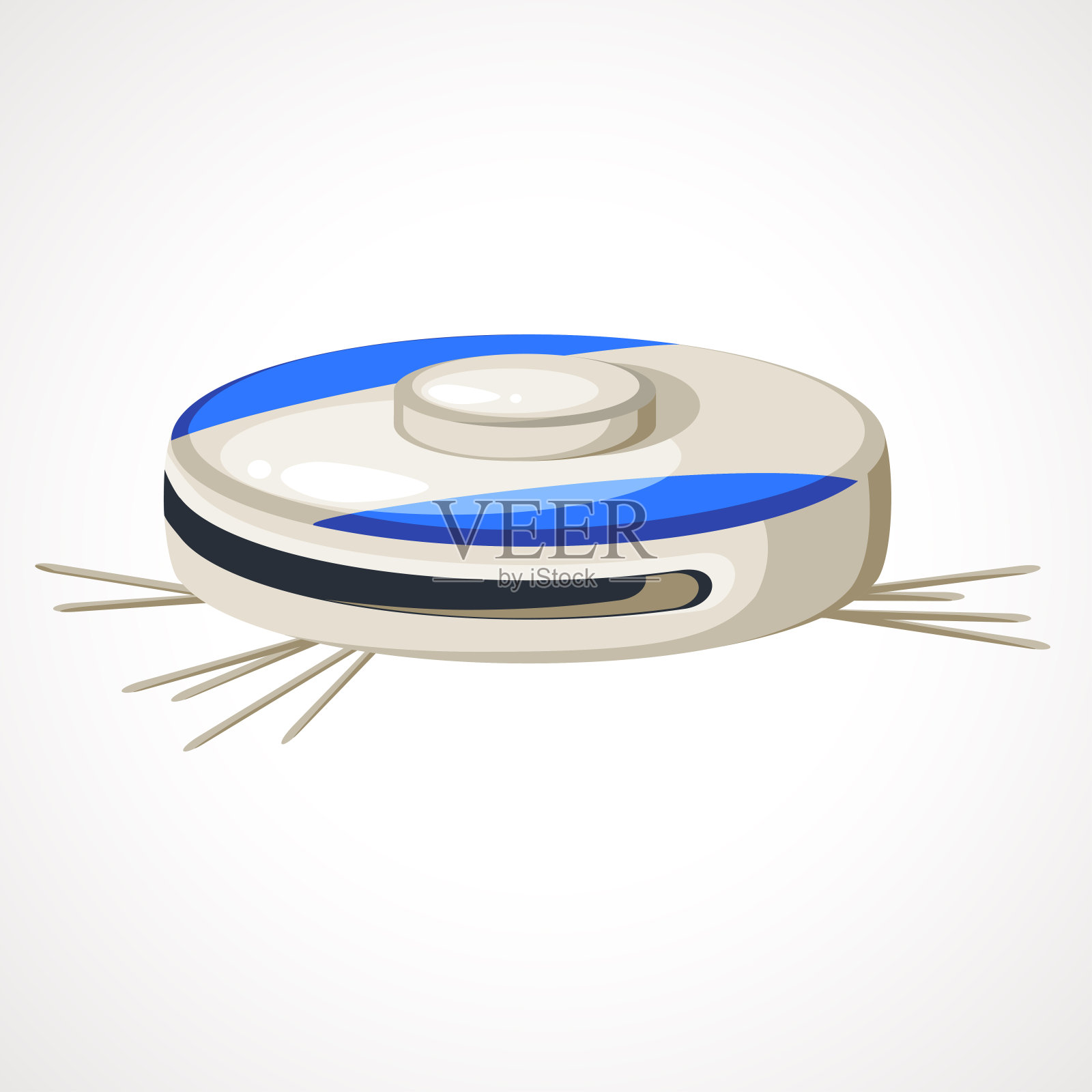 卡通圆形机器人吸尘器。矢量图插画图片素材