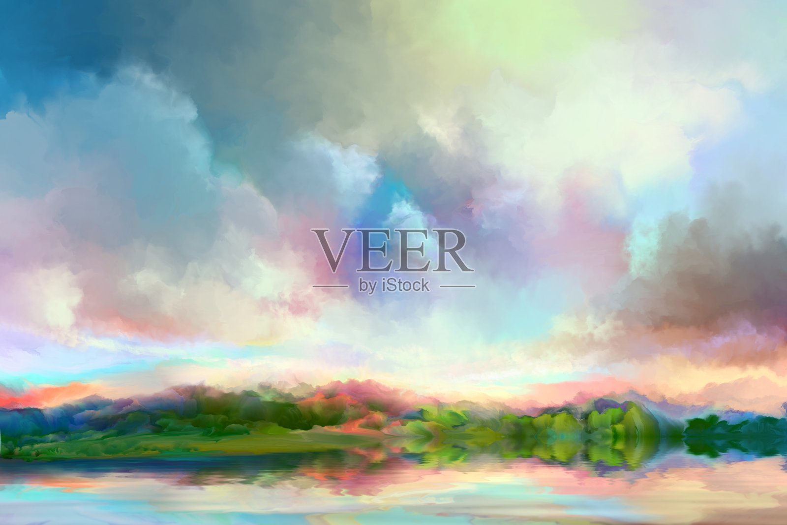 夏日童话景观插画图片素材