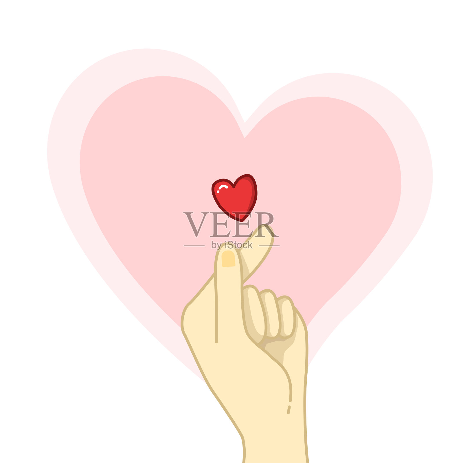 韩国比心手势插画图片素材
