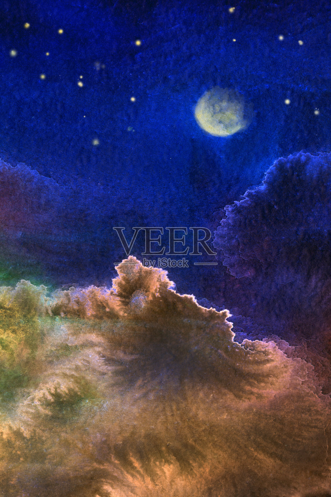 水彩抽象夜景插画图片素材