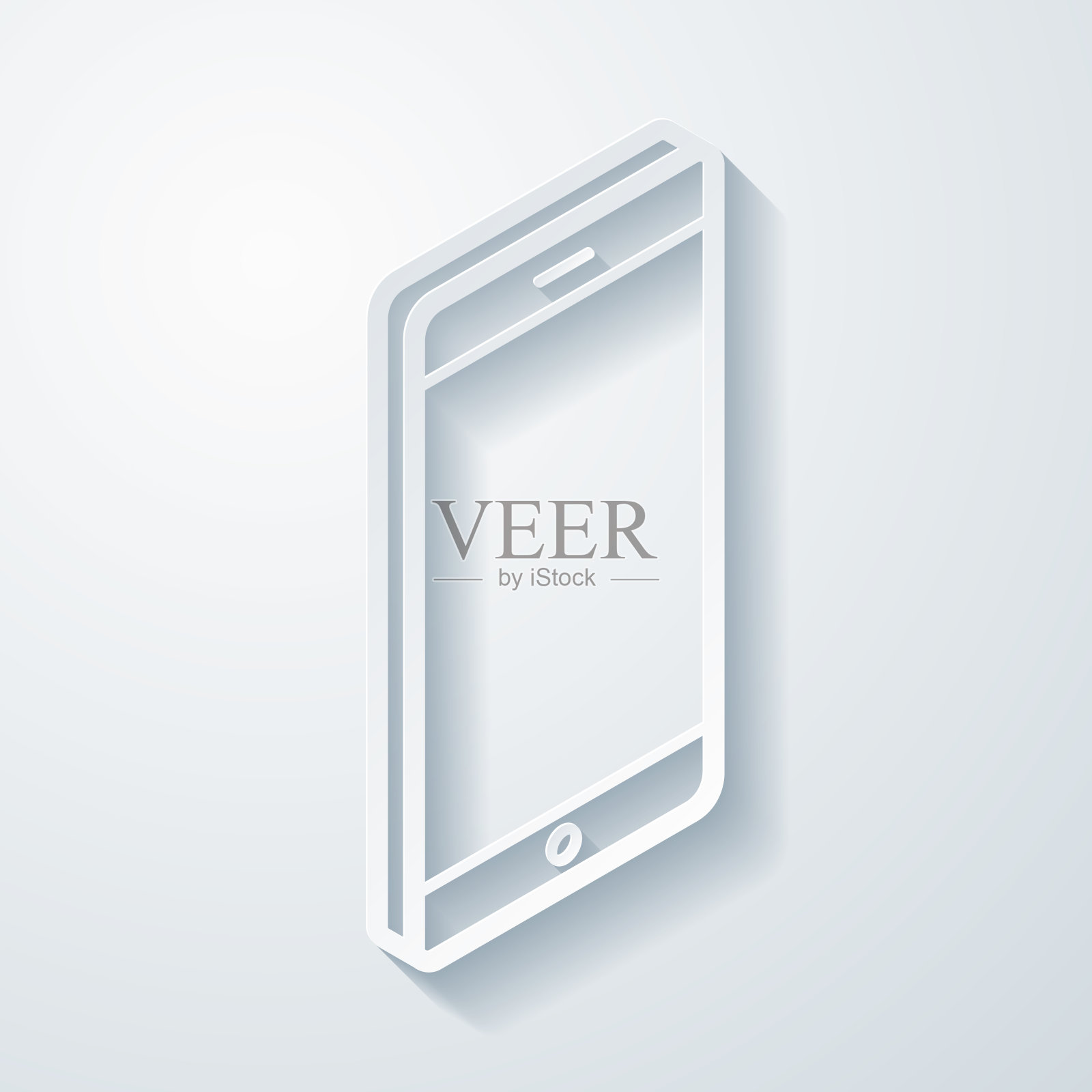 等距的手机。空白背景上剪纸效果的图标插画图片素材