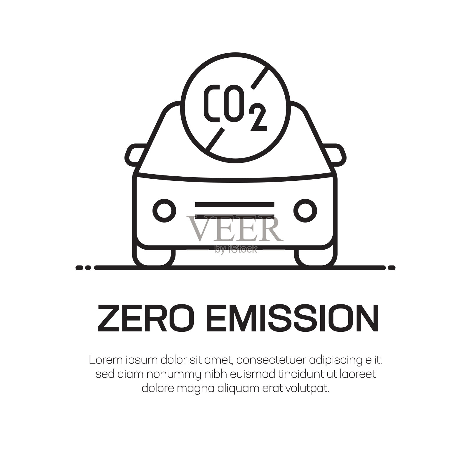 零排放矢量线图标-简单的细线图标，优质设计元素插画图片素材