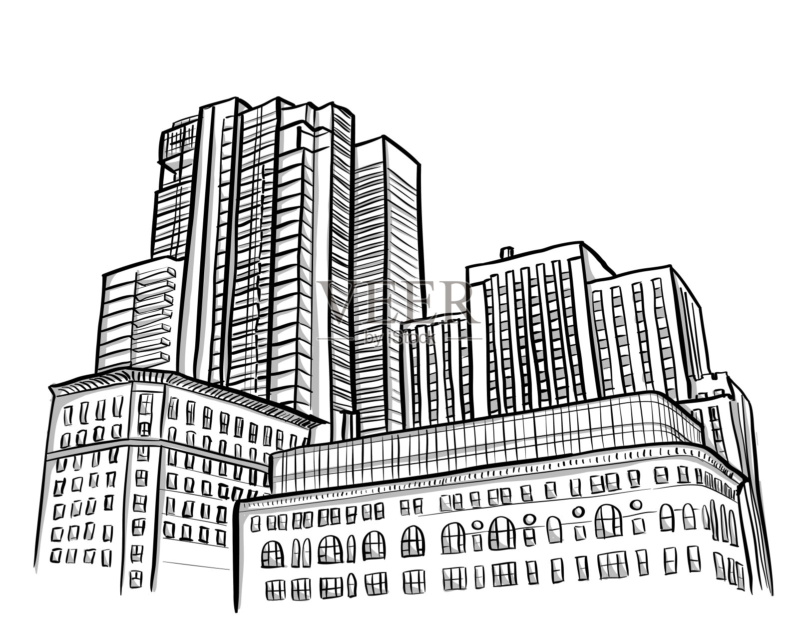 市区天空刮刀插画图片素材