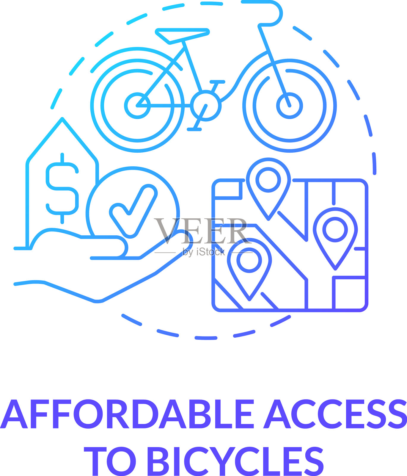 买得起的自行车获得蓝色梯度插画图片素材