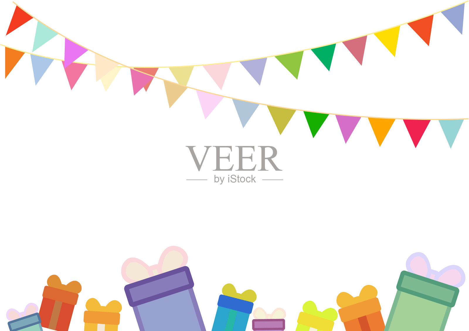 狂欢节彩旗花环插画图片素材