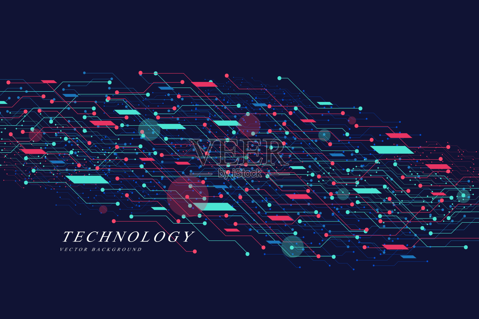 深蓝粉红色光摘要技术背景插画图片素材