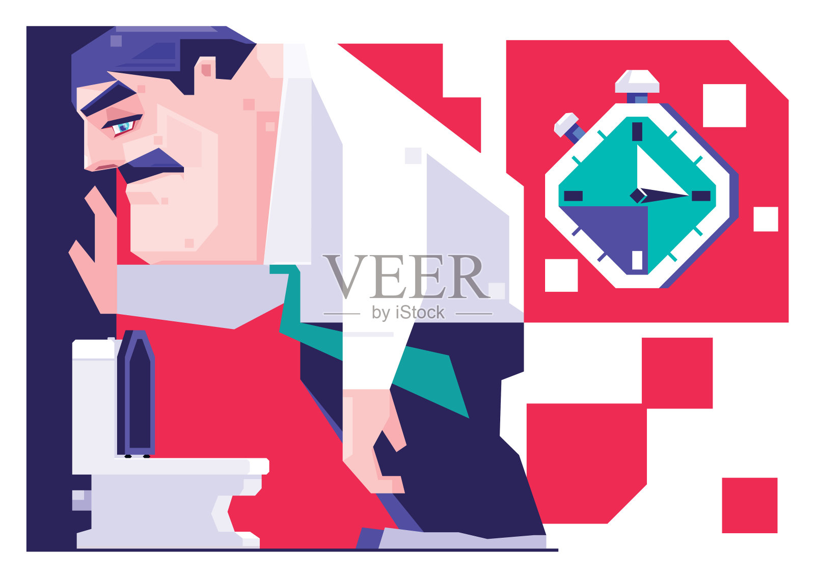 伤心的商人看着抽水马桶插画图片素材