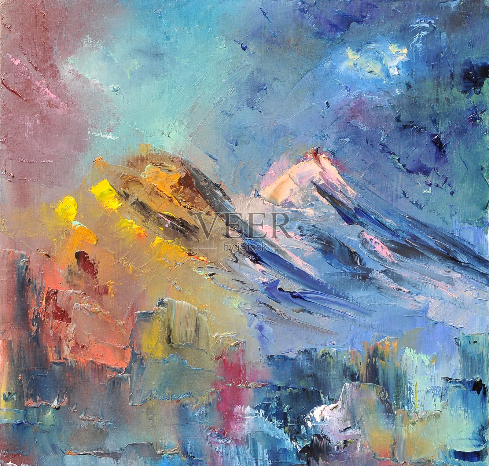 抽象山水与山川当代艺术绘画插画图片素材