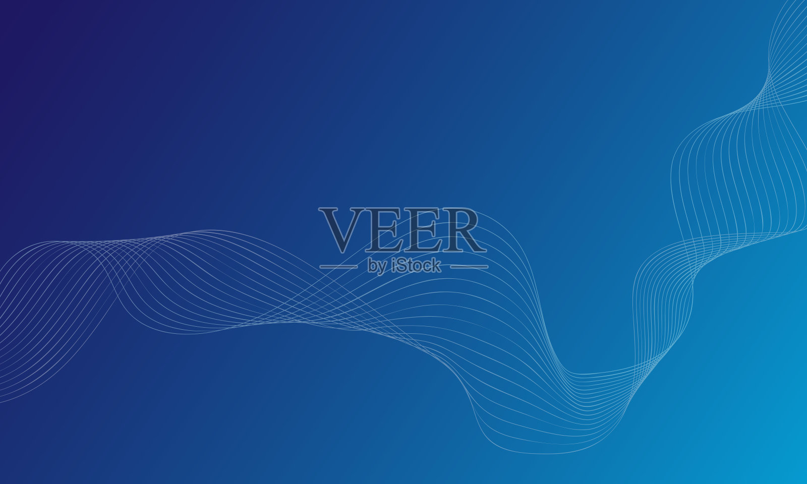 使用混合工具创建带有线条的蓝色波浪插画图片素材