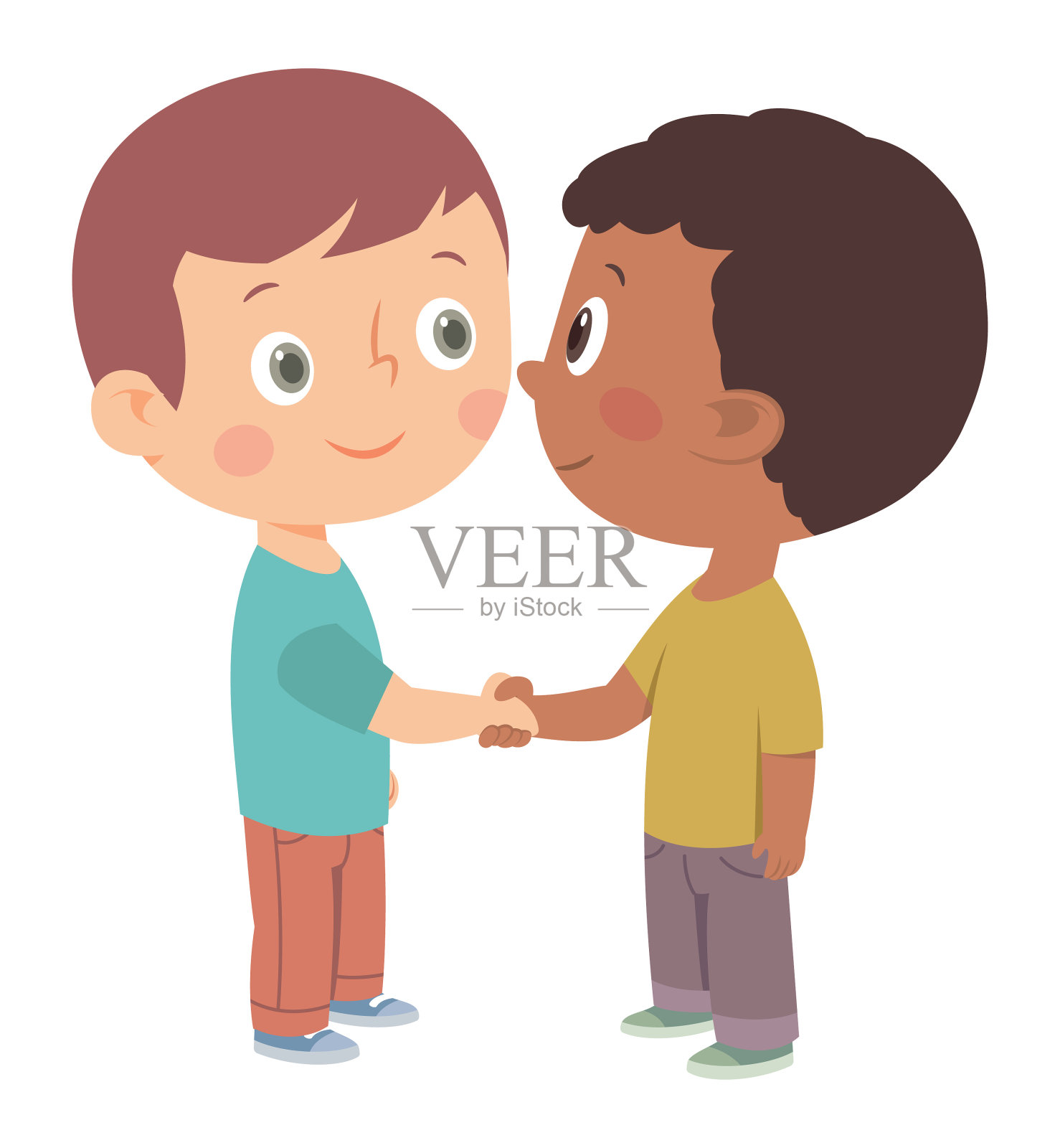 两个快乐的朋友握手插画图片素材