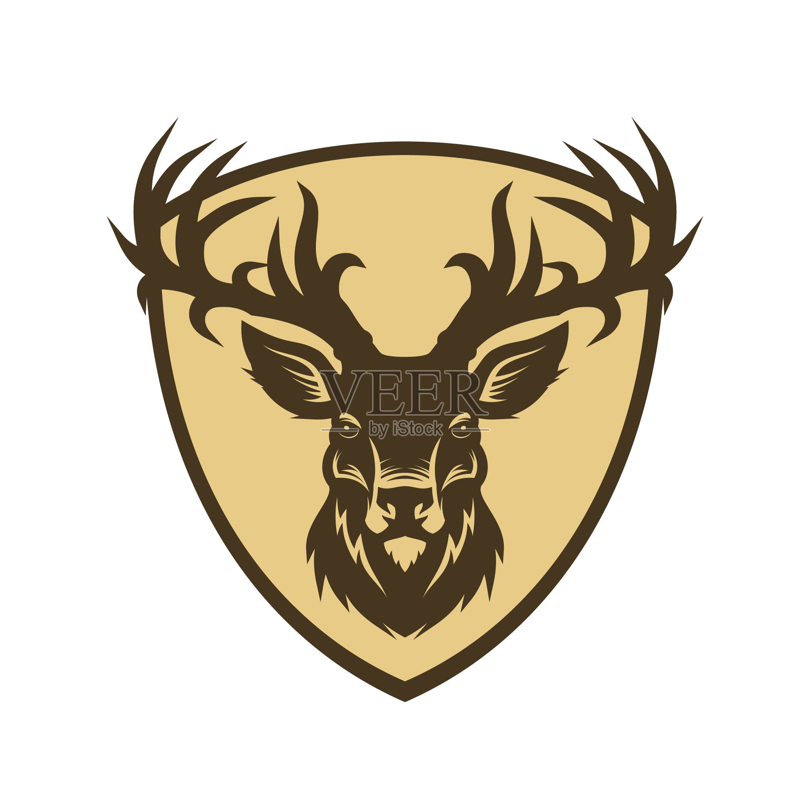 鹿头轮廓上的盾矢量人物图标设计元素图片
