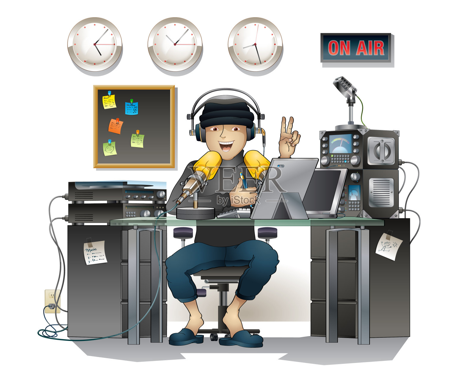 广播时间插画图片素材