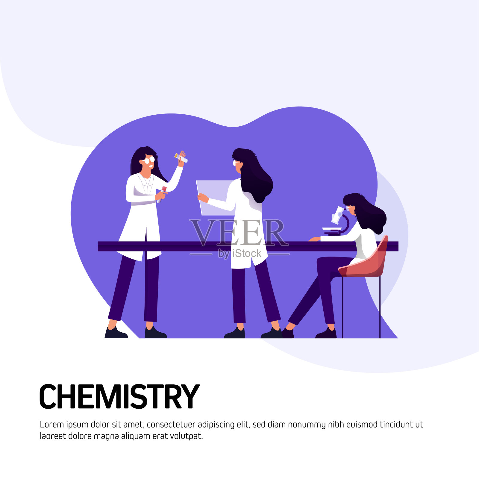 化学相关矢量插图登陆页面模板，网站横幅，广告和营销材料，在线广告，业务演示等。插画图片素材