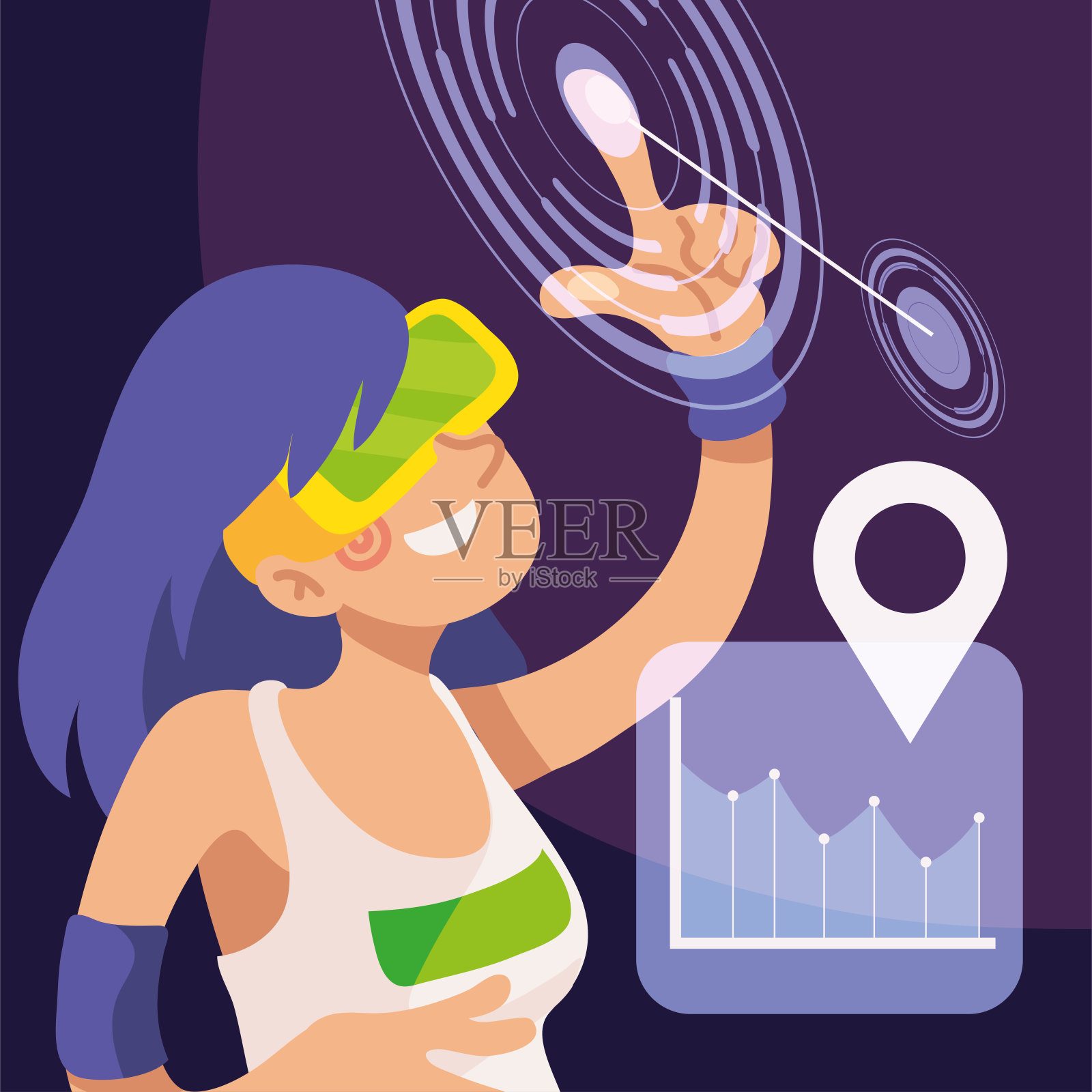 虚拟世界虚拟现实插画图片素材