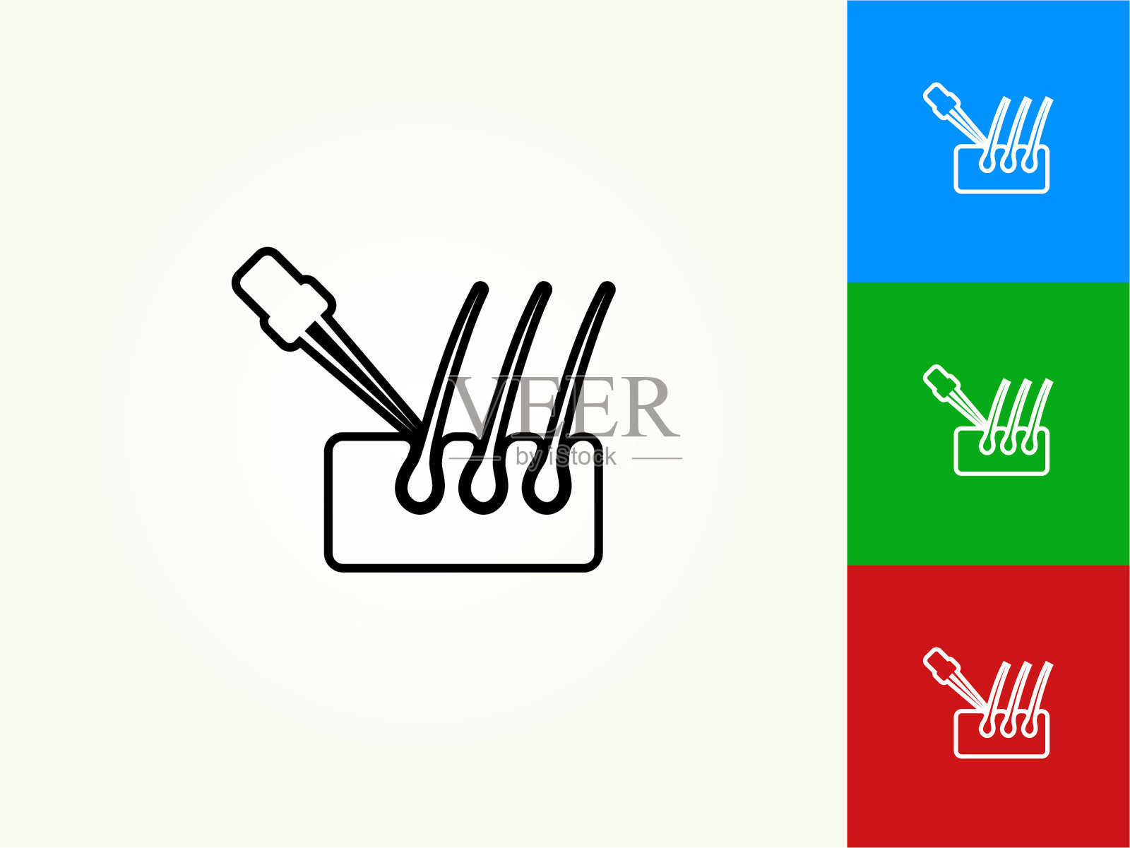 头发生长黑色描线图标插画图片素材