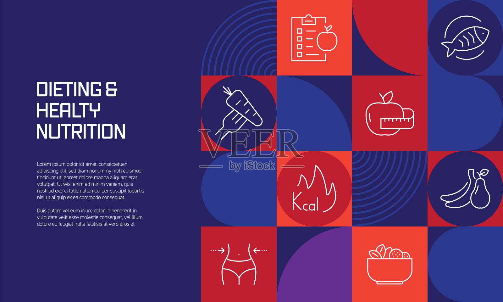 与节食和健康营养相关的线条图标设计。简单的轮廓符号图标。插画图片素材