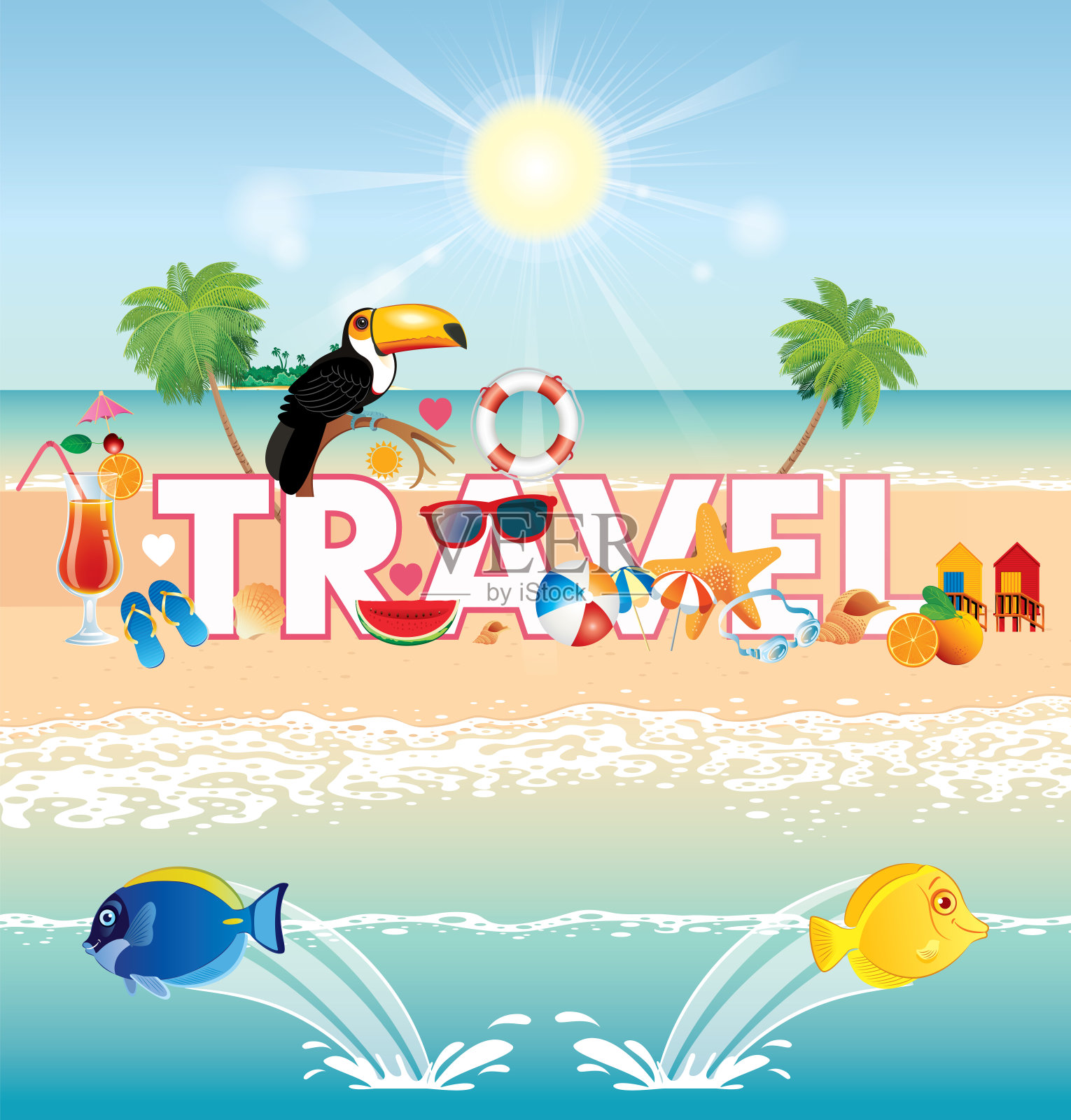 旅行和海滩插画图片素材