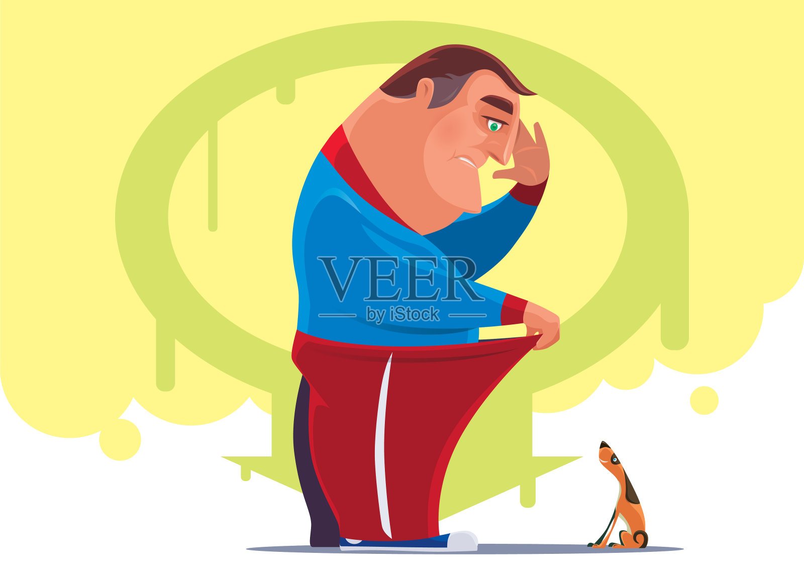 中年男子俯视，忧心忡忡插画图片素材