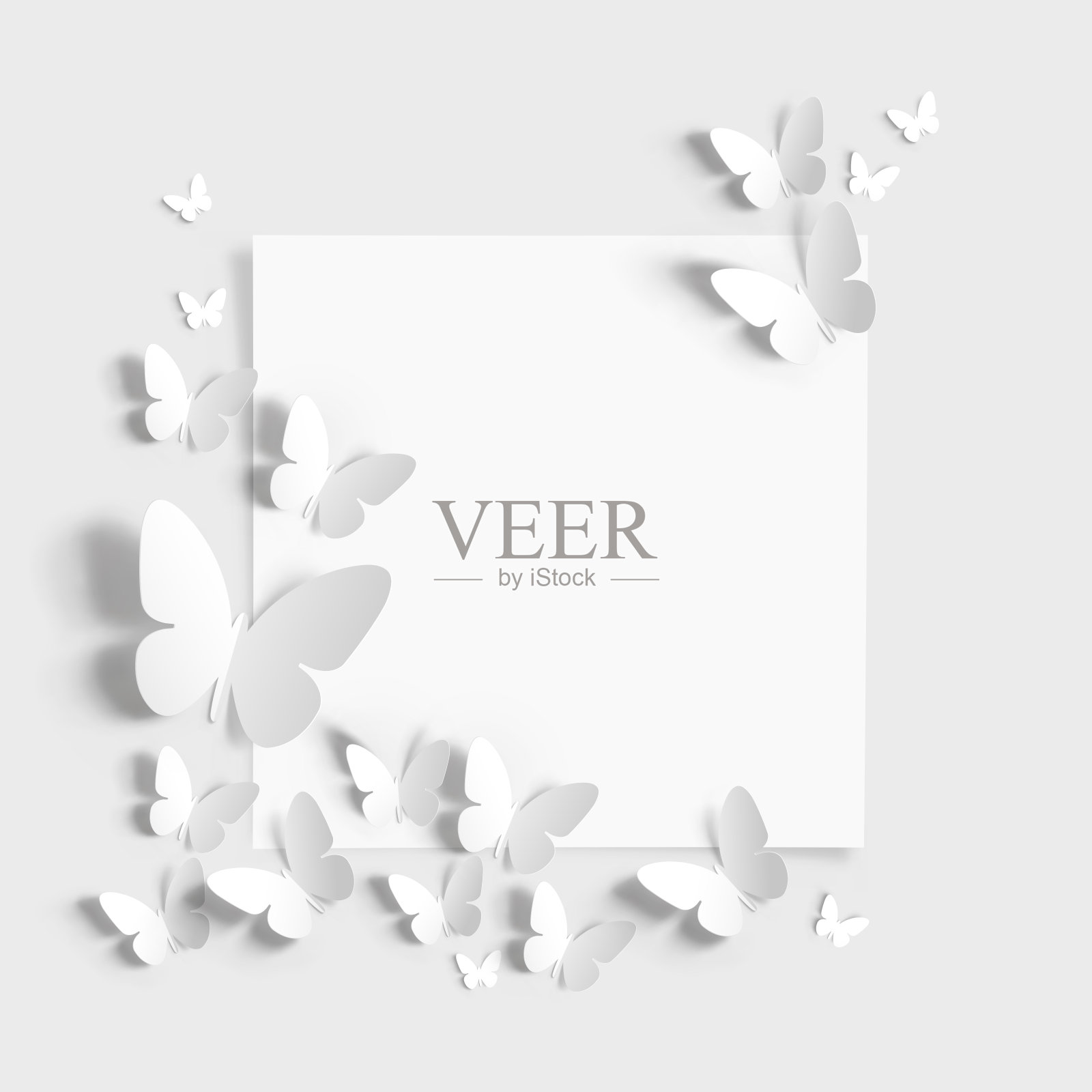 纸蝴蝶与空白白色便条插画图片素材