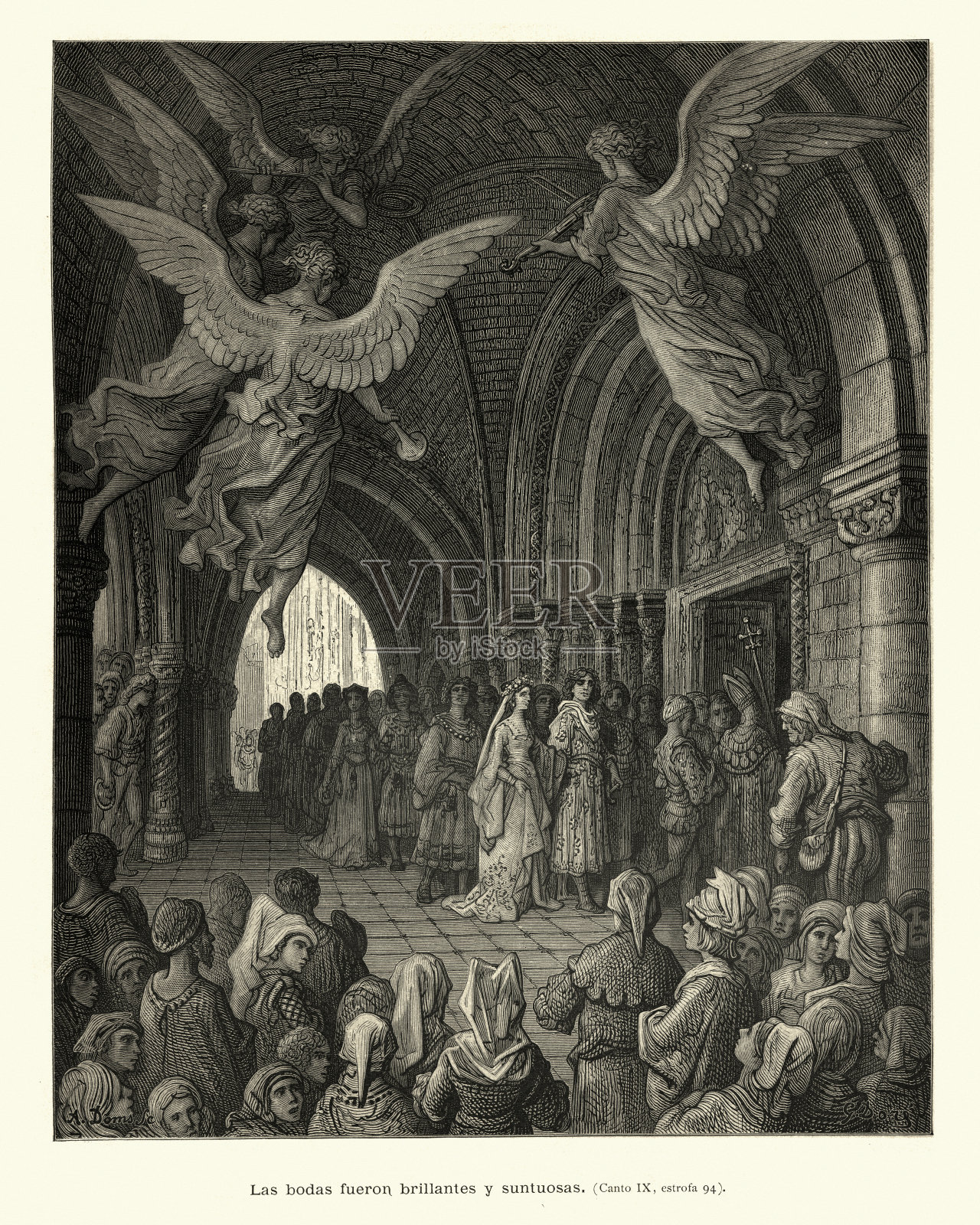 中世纪王子和公主的婚礼，奥兰多·弗里奥索插画图片素材