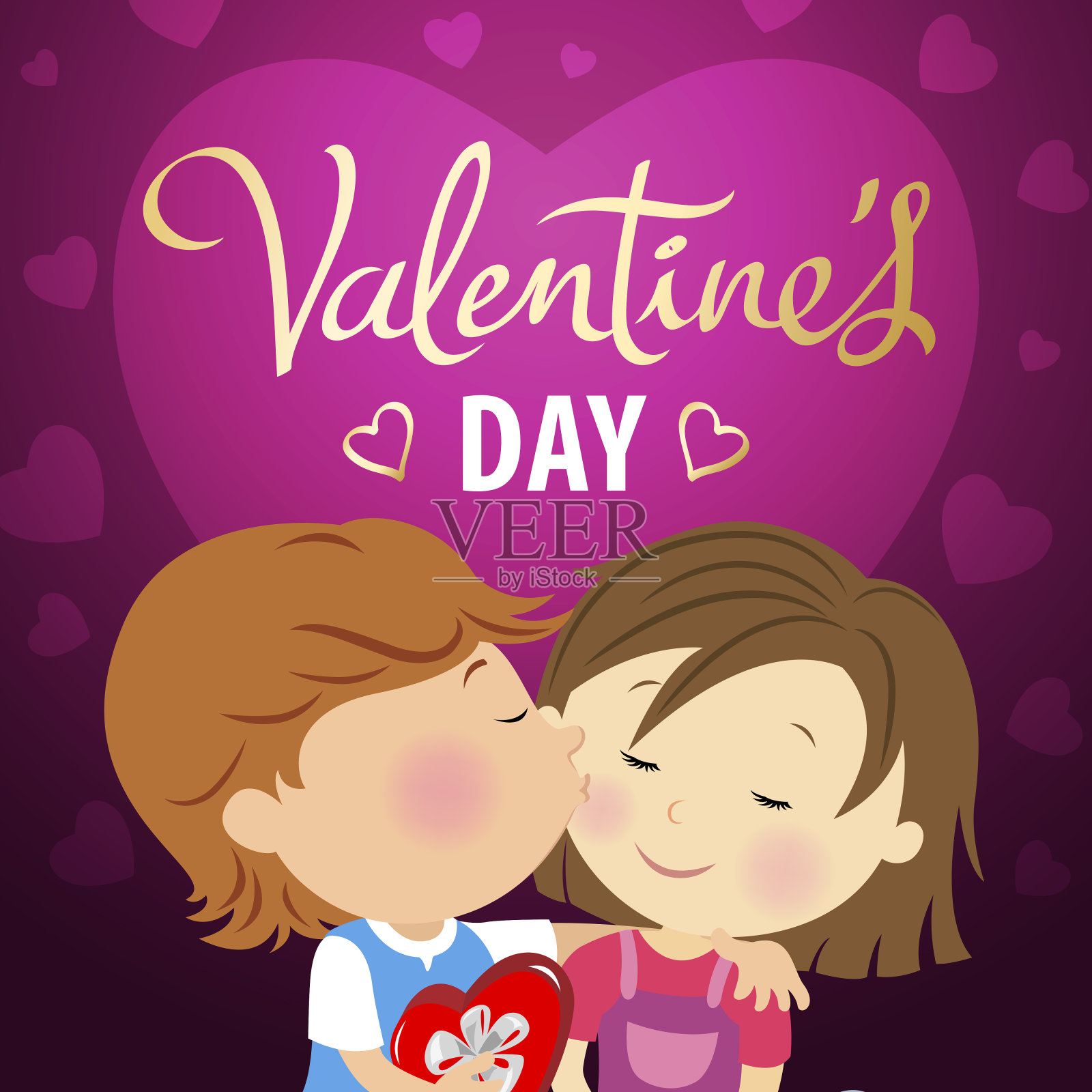 情人节年轻情侣插画图片素材