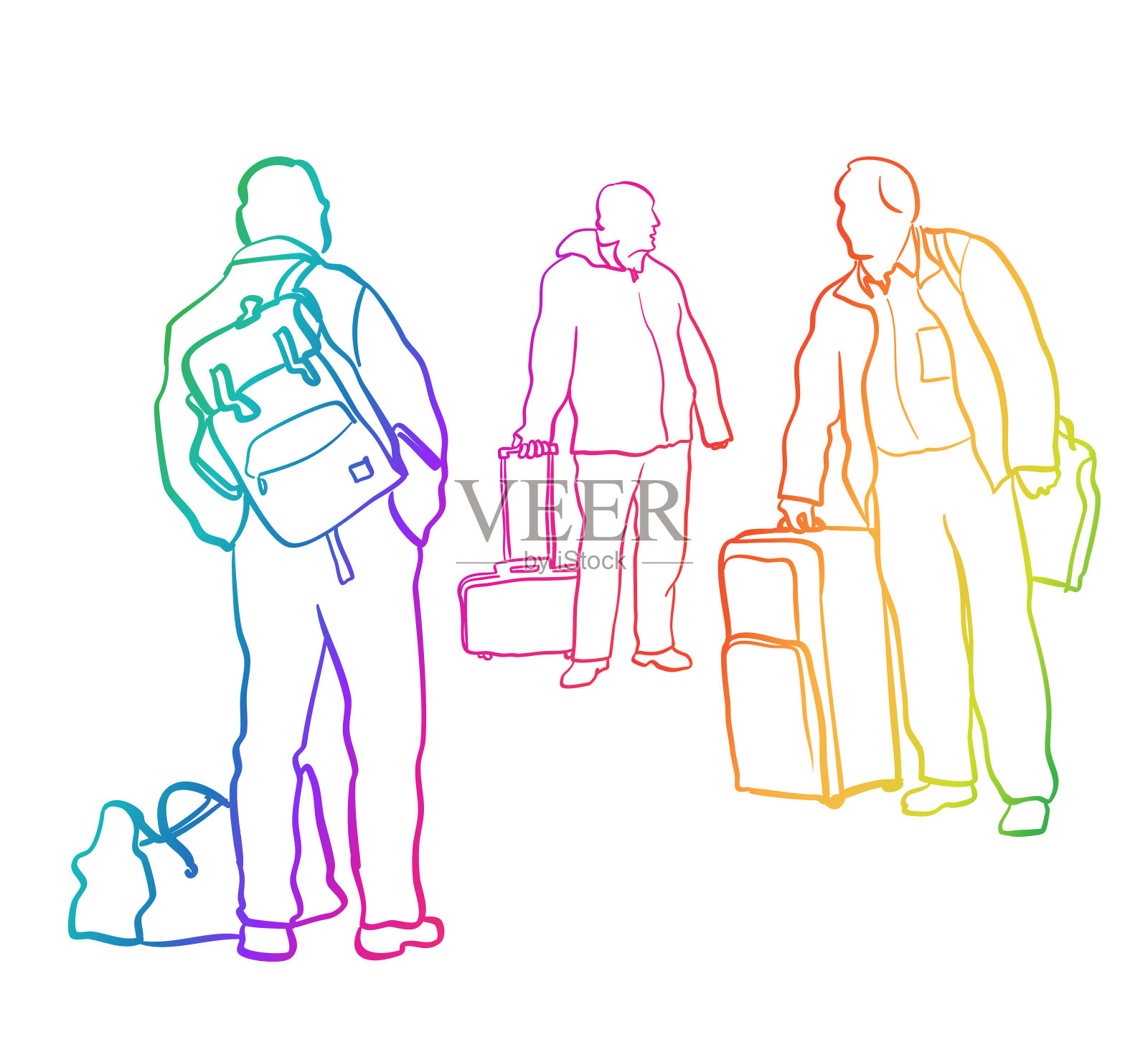 商务旅行男性乘客彩虹插画图片素材