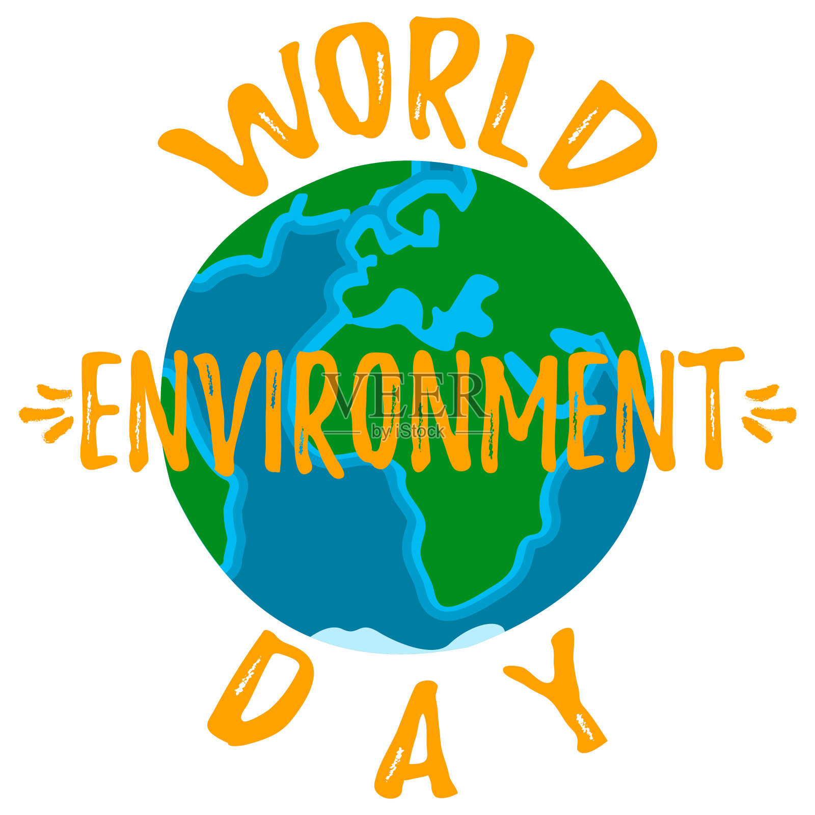 世界环境日旗帜设计。地球上写着“世界环境日”。孤立在白色背景。矢量图插画图片素材