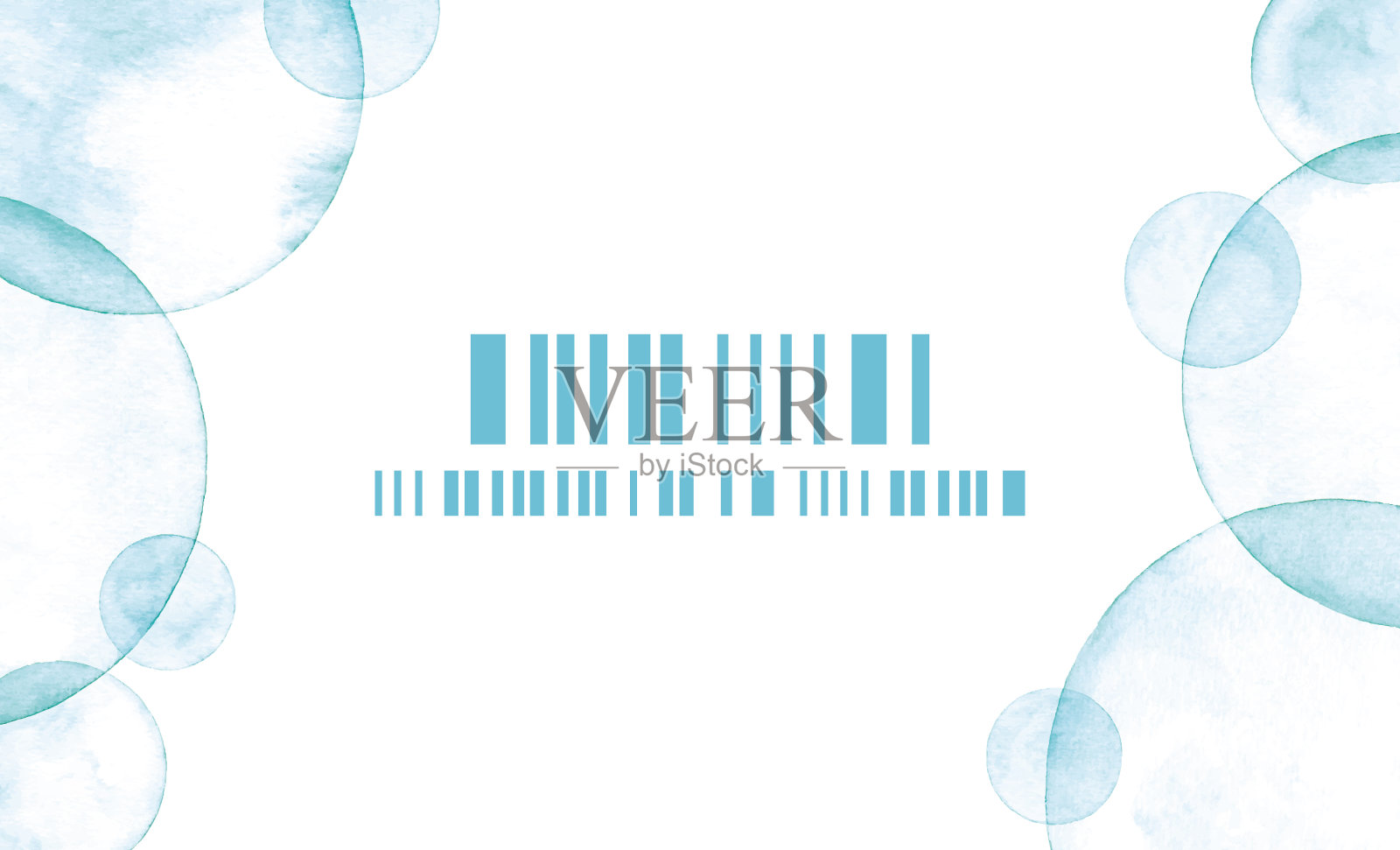 水彩框架与蓝色气泡插画图片素材