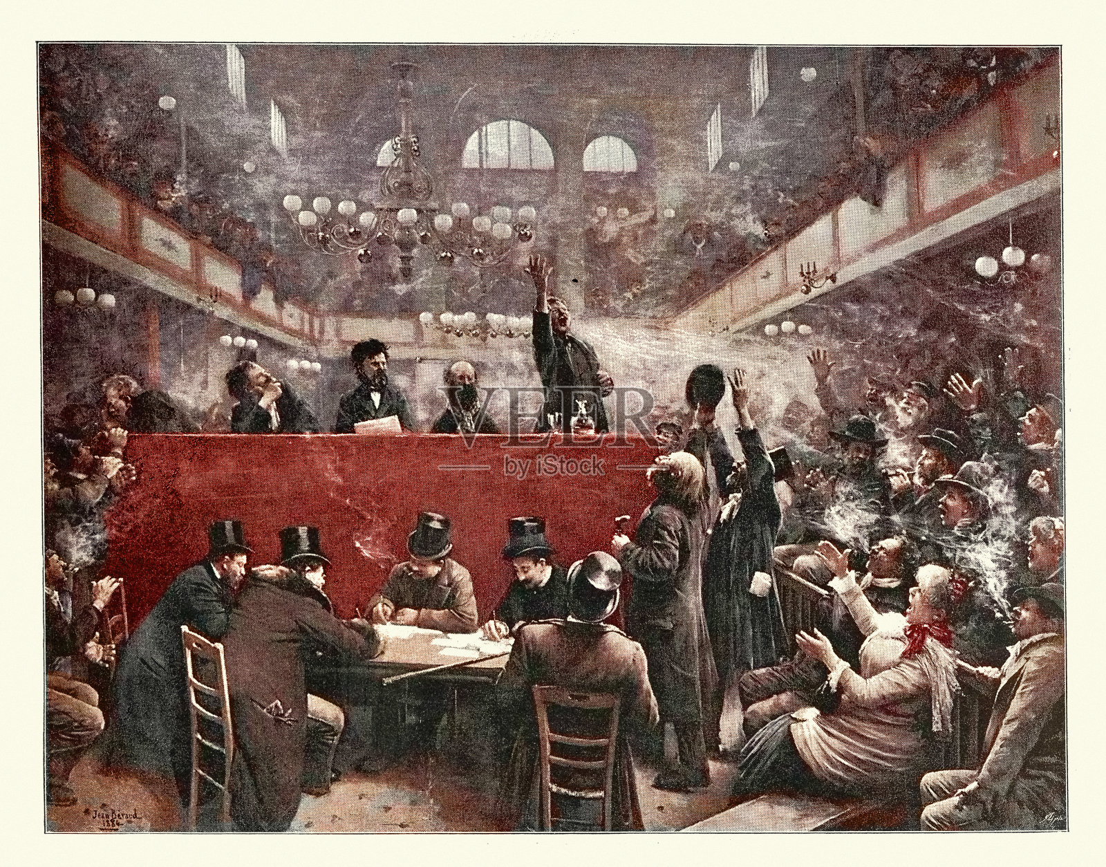 巴黎音乐厅期间的贝尔Époque，拉萨尔涂鸦插画图片素材