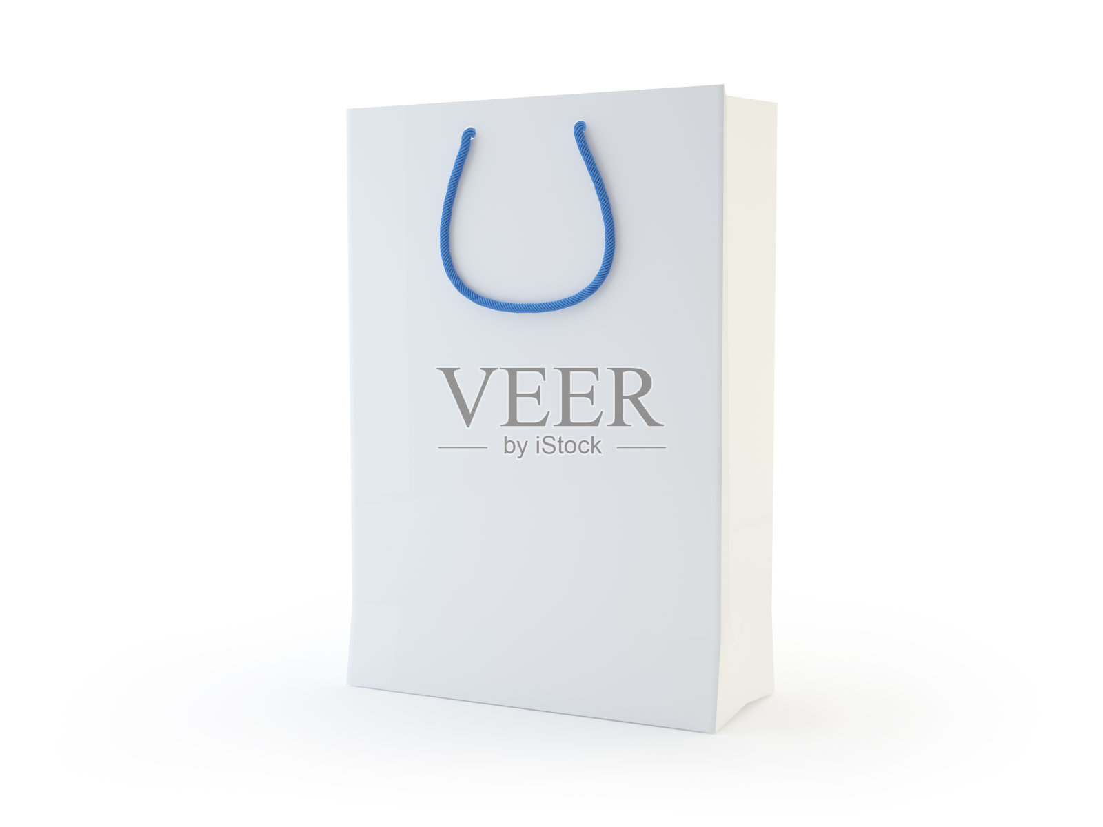 空白袋与绳子孤立在白色，3d插图照片摄影图片