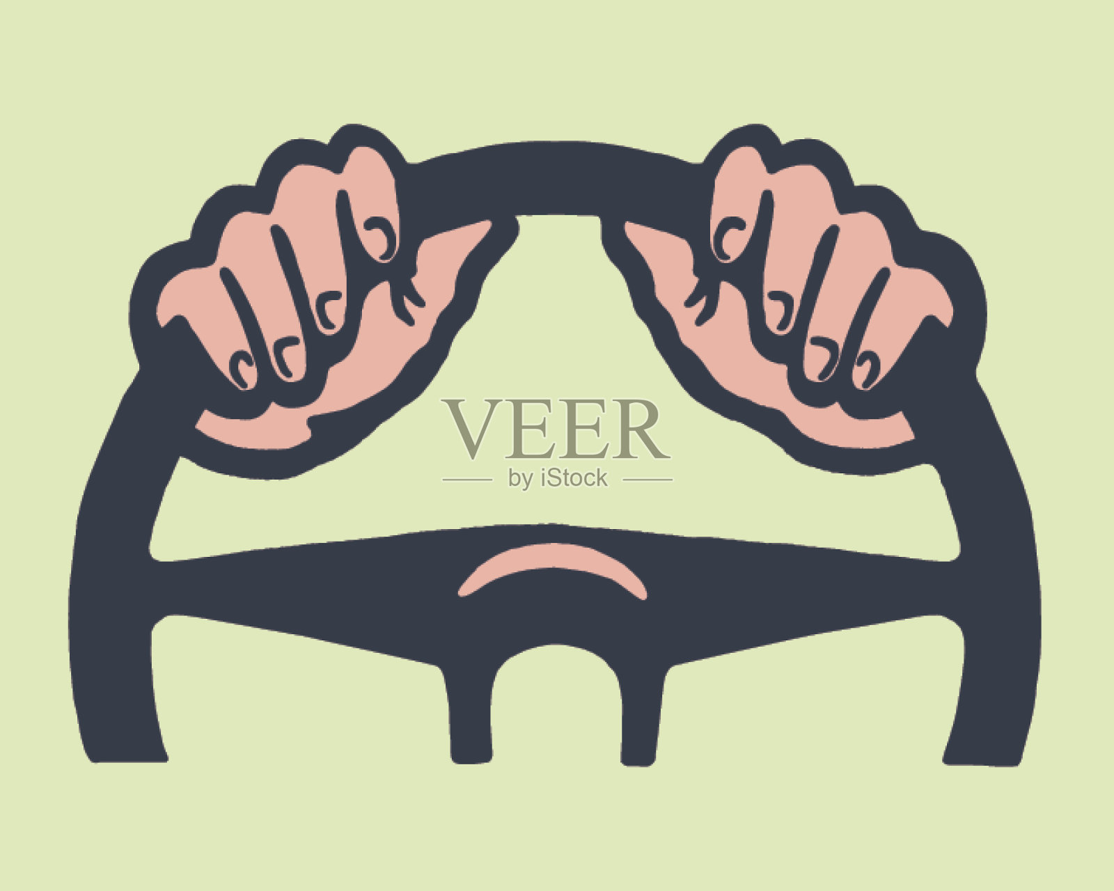 手放在方向盘上插画图片素材