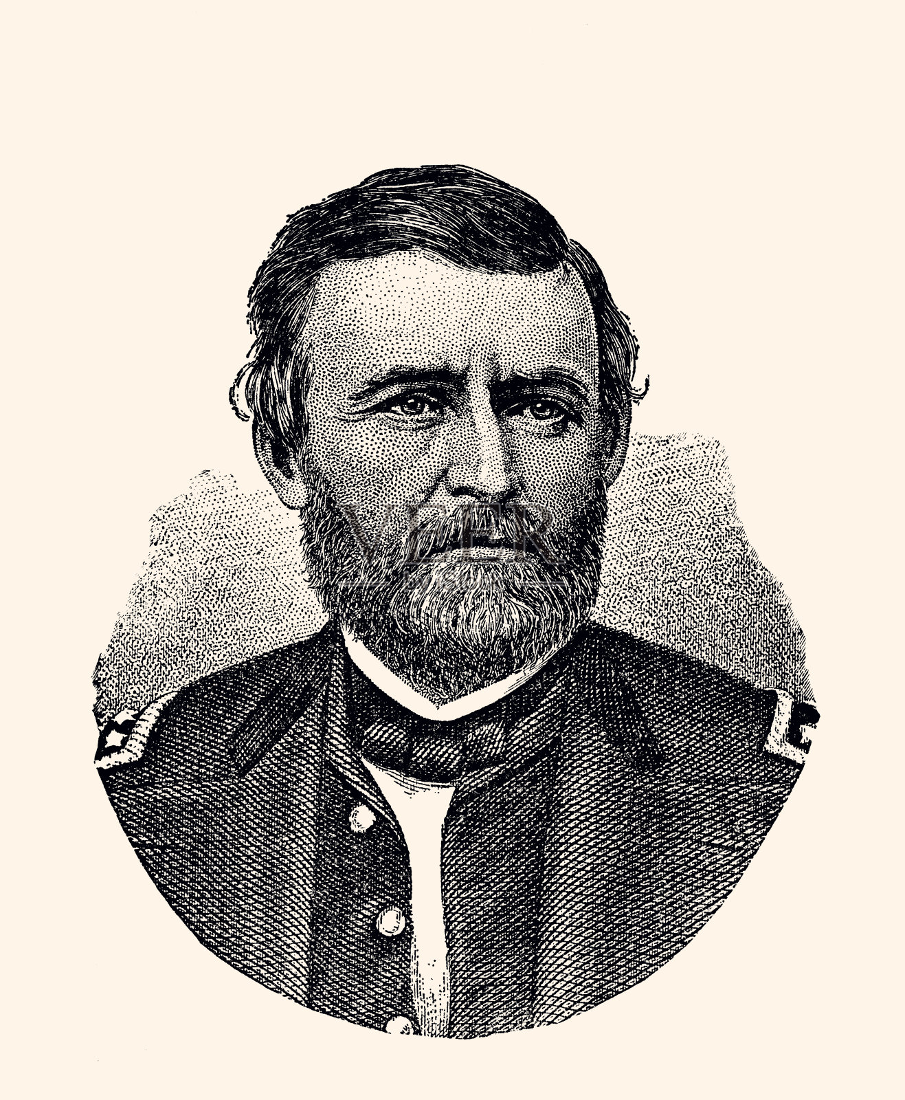 尤利西斯·辛普森·格兰特:美国联邦军队的将军，在美国内战期间- xxxl有很多细节-插画图片素材