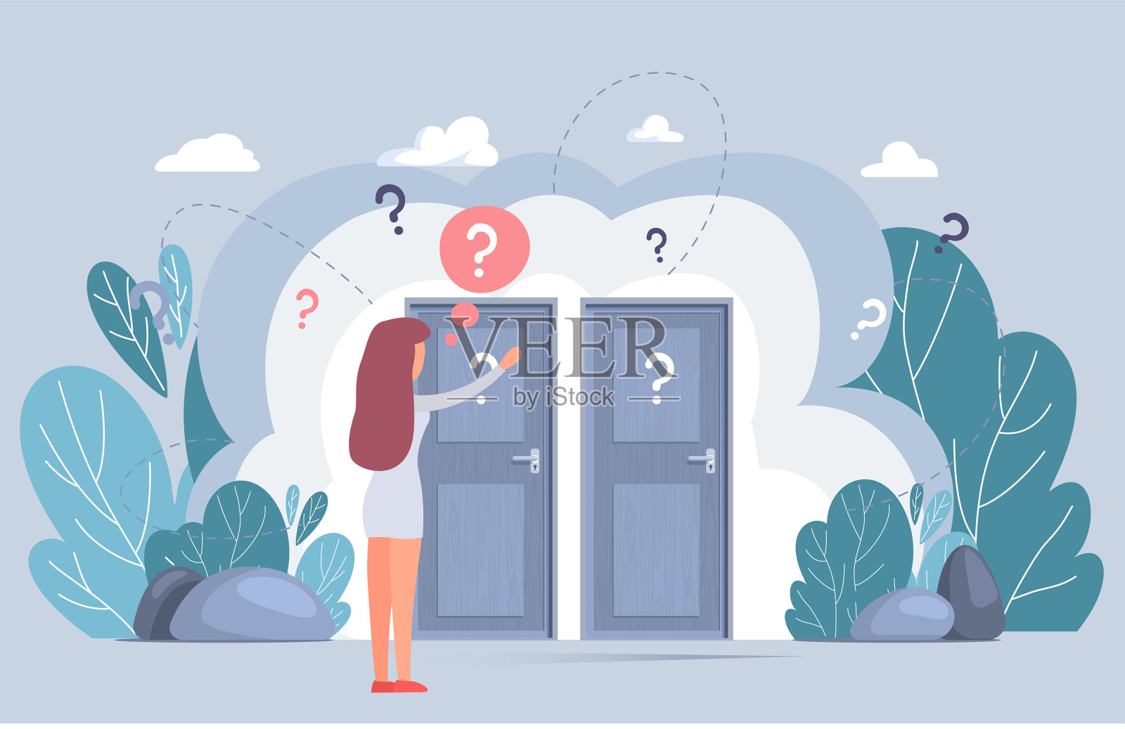 迷惑疑惑的人包围着插画图片素材