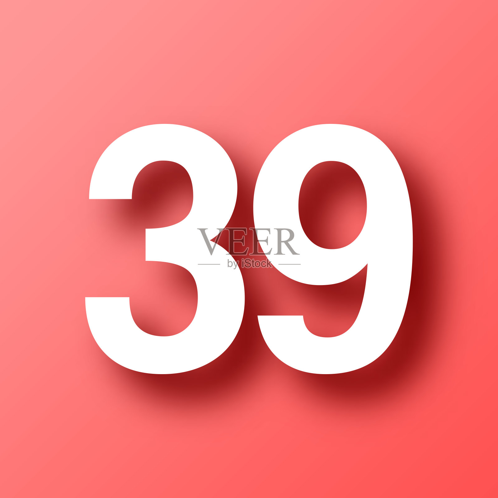 39 - 39号。图标在红色背景与阴影插画图片素材