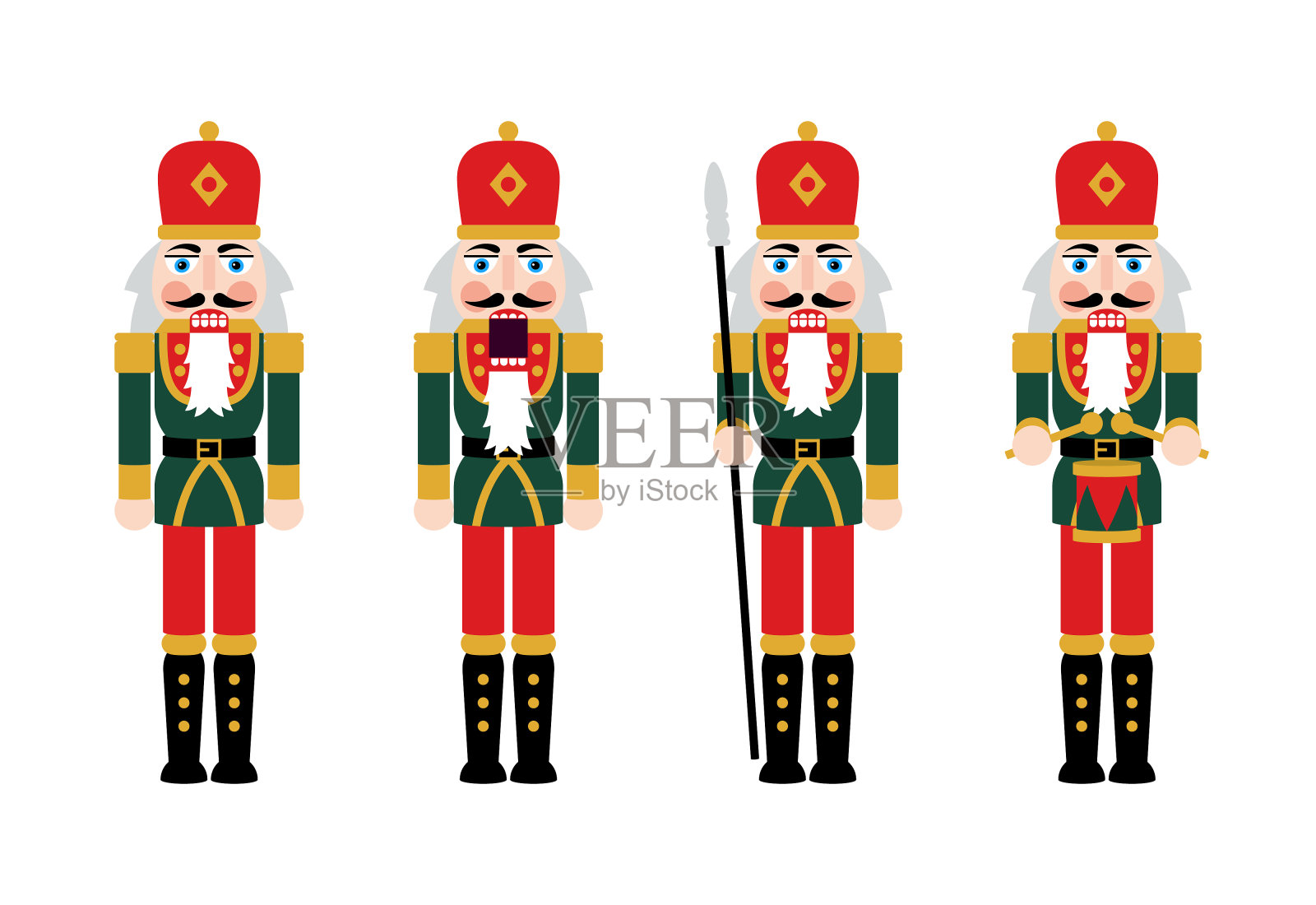 圣诞胡桃夹子人物-玩具士兵娃娃装饰插画图片素材