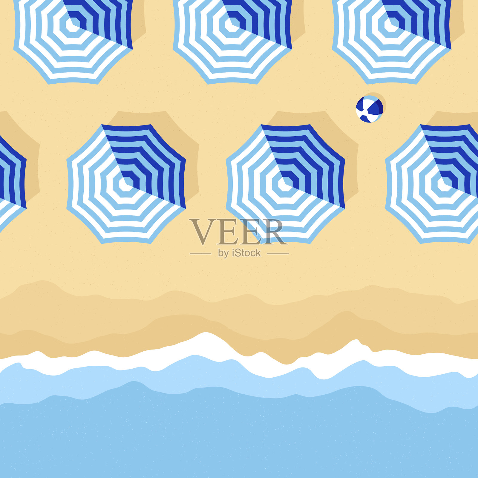 夏日沙滩背景(水平无缝重复)插画图片素材